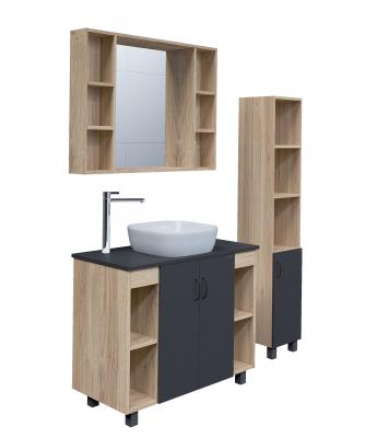 Тумба под раковину в ванной напольная Grossman ФЛАЙ-100 см, дуб сонома/серая